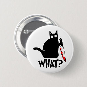 Murderous Cat With Knife 6 Cm Round Badge