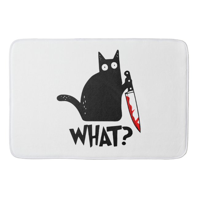 Murderous Cat With Knife Bath Mat (Front)