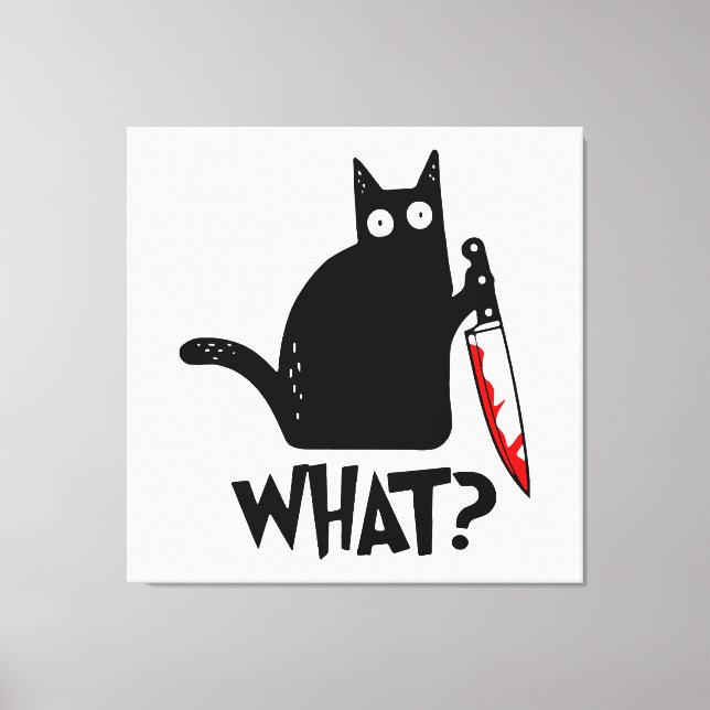 Murderous Cat With Knife Canvas Print (Front)