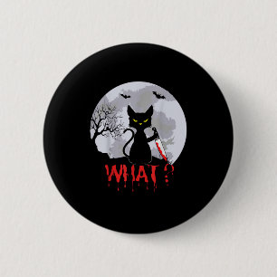 Murderous Cat With Knife, Cat What Halloween Tee, 6 Cm Round Badge