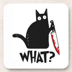Murderous Cat With Knife Coaster