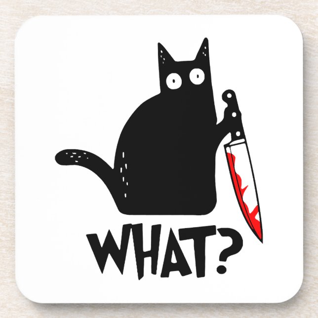 Murderous Cat With Knife Coaster (Front)