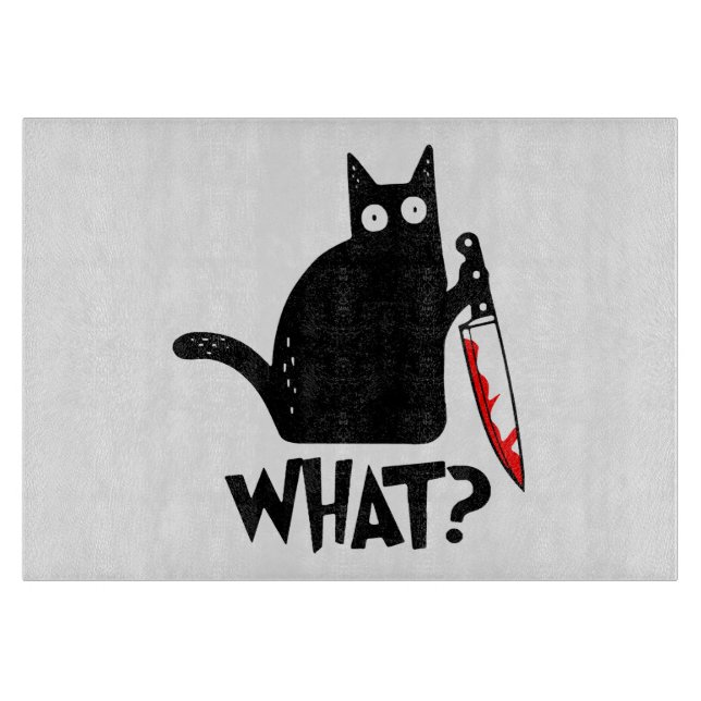 Murderous Cat With Knife Cutting Board (Front)