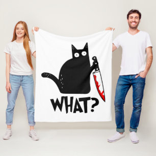 Murderous Cat With Knife Fleece Blanket