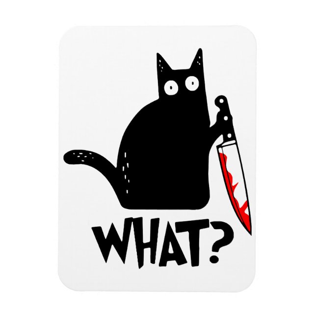 Murderous Cat With Knife Magnet (Vertical)