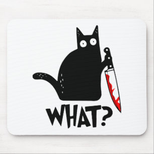 Murderous Cat With Knife Mouse Mat