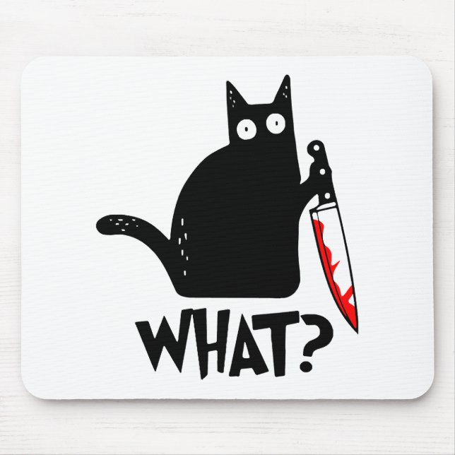 Murderous Cat With Knife Mouse Mat (Front)