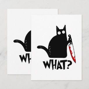 Murderous Cat With Knife RSVP Card