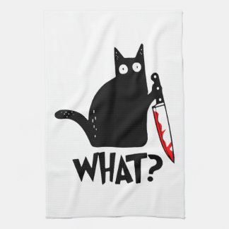 Murderous Cat With Knife Tea Towel