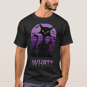 Murderous Cat with Knife What Halloween Cat Blac T-Shirt