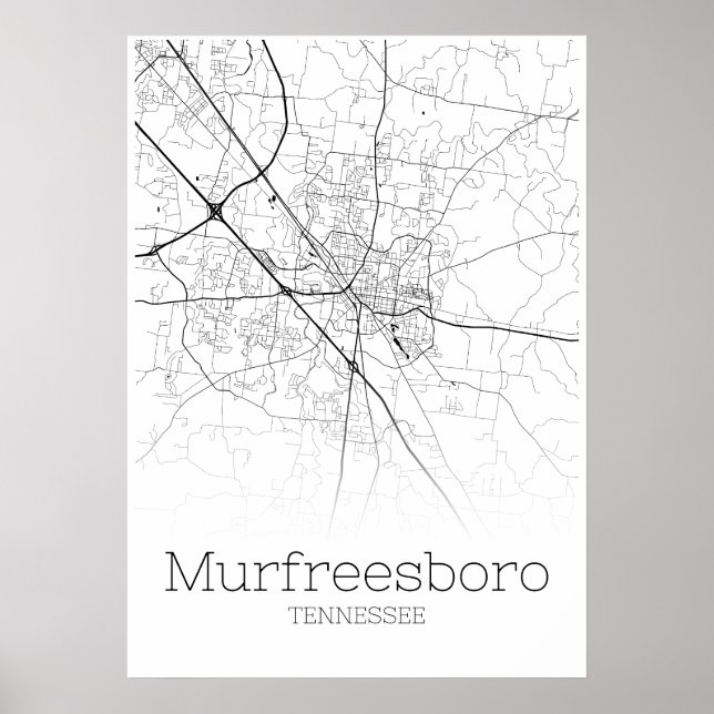 Murfreesboro Map - Tennessee - City Map Poster (Front)