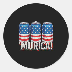 Murica 4th Of July American Flag Soda Cans Patriot Classic Round Sticker
