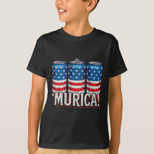 Murica 4th Of July American Flag Soda Cans Patriot T-Shirt