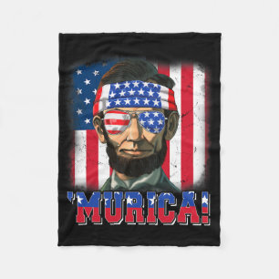 Murica Abe Lincoln 4th Of July Murica Patriotic Me Fleece Blanket
