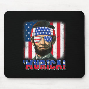 Murica Abe Lincoln 4th Of July Murica Patriotic Me Mouse Mat