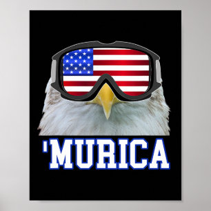 Murica American Flag Shirt Ski Skiing Snowboarding Poster