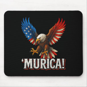 Murica Bald Eagle 4th Of July American Flag Patrio Mouse Mat