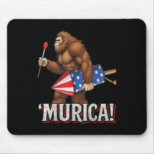 Murica Bigfoot 4th Of July American Flag Sasquatch Mouse Mat
