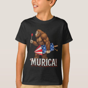 Murica Bigfoot 4th Of July American Flag Sasquatch T-Shirt
