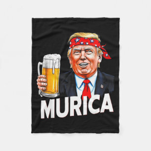 Murica Make Christmas Great Again Funny Trump Drin Fleece Blanket