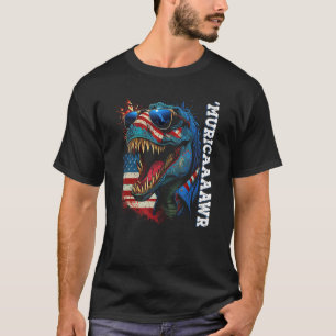 Murica Patriotic Dinosaur Rex 4th of July Boy 2 T-Shirt