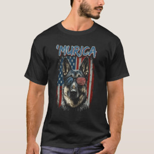 Murica Patriotic German Shepherd 4th of July Dog 2 T-Shirt