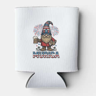 Murica Patriotic Gnome Beer Vintage Shirt Design_1 Can Cooler