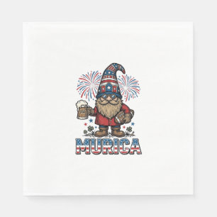 Murica Patriotic Gnome Beer Vintage Shirt Design_1 Napkin