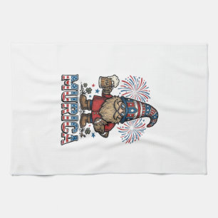 Murica Patriotic Gnome Beer Vintage Shirt Design_1 Tea Towel