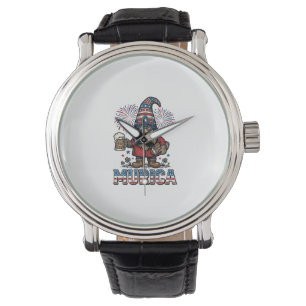 Murica Patriotic Gnome Beer Vintage Shirt Design_1 Watch