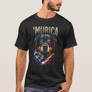 Murica Patriotic Rottweiler 4th of July Dog 13 T-Shirt