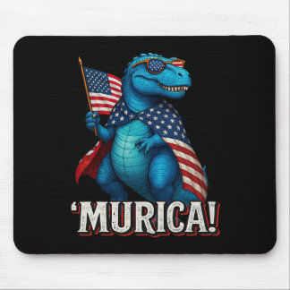 Murica T Rex Dinosaur 4th Of July American Flag Us Mouse Mat