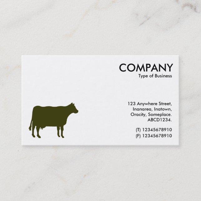 Murky Green Cow Symbol - White Business Card (Front)