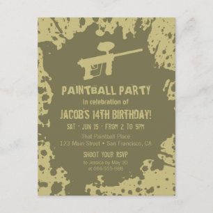 Murky Splatter Paintball Birthday Party Invites