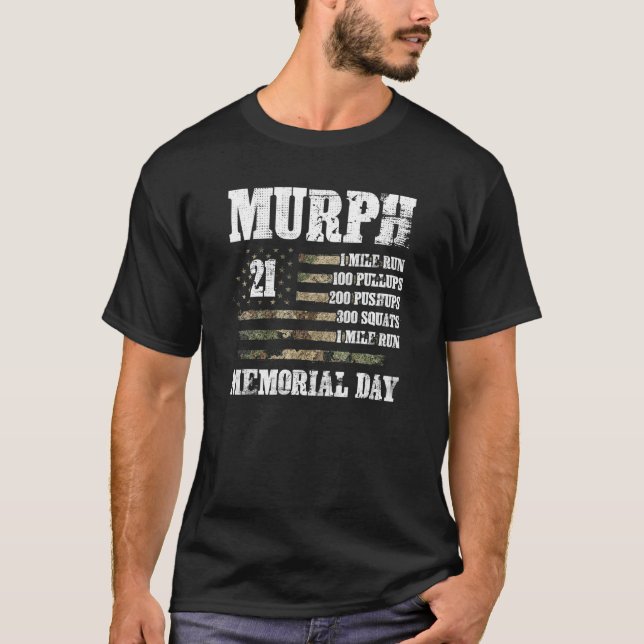 Murph 2023 Memorial Day Workout Patriotic Hero WOD T-Shirt (Front)