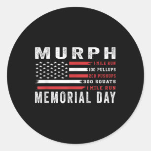 Murph Challenge American Memorial Day Workout Gym Classic Round Sticker