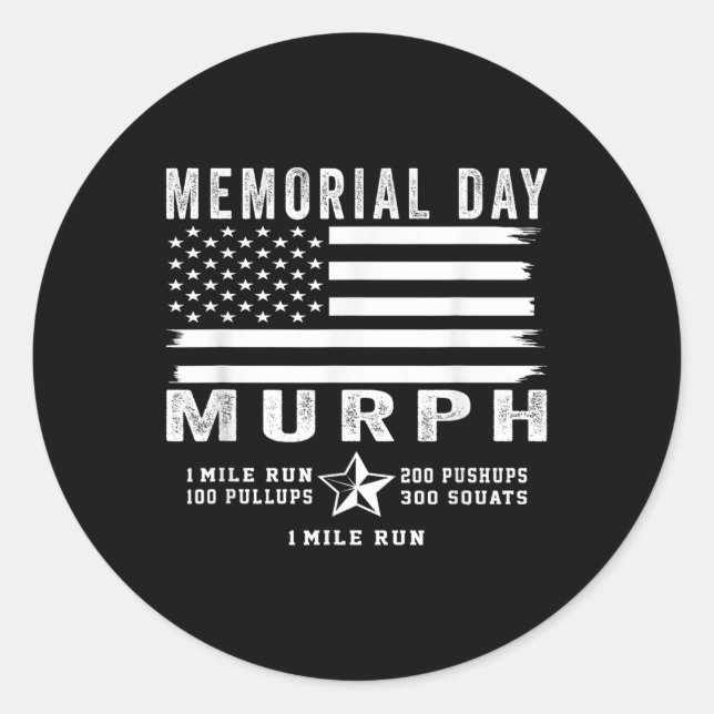 Murph Challenge Memorial Day Workout Gym Us Flag Classic Round Sticker (Front)