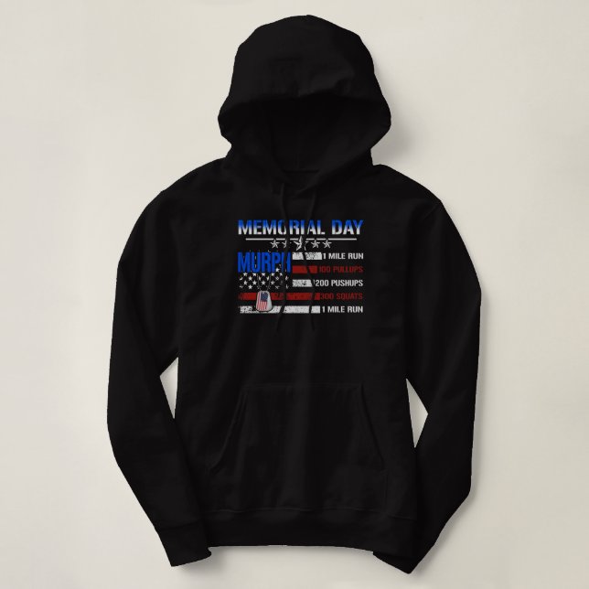 Murph Challenge Memorial Day Workout WOD Camo Hoodie (Design Front)