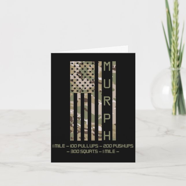 Murph memorial day workout wod cam multi camo flag card (Front)
