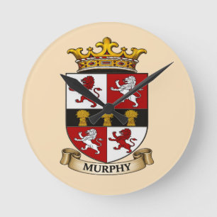 Murphy Family Coat of Arms Round Clock