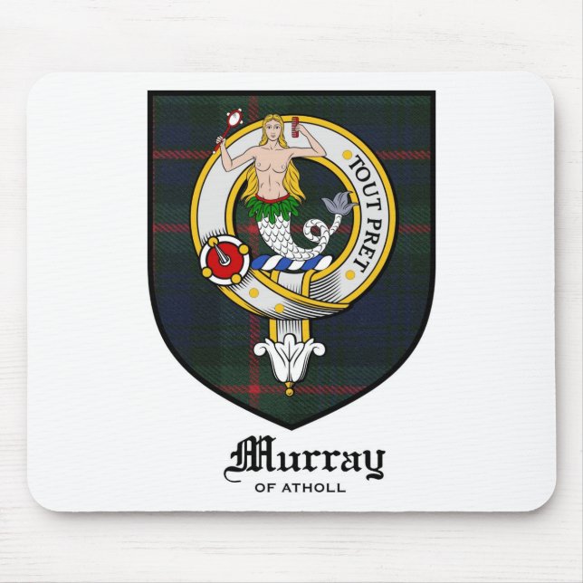 Murray Clan Crest Badge Tartan Mouse Mat (Front)