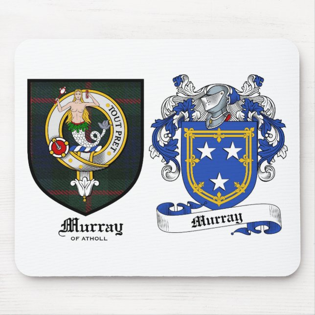 Murray Clan Crest & Murray Coat of Arms Mouse Mat (Front)