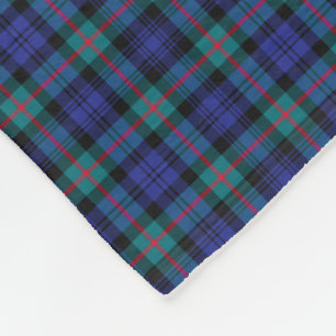 Murray Clan Turquoise and Royal Blue Modern Tartan Fleece Blanket