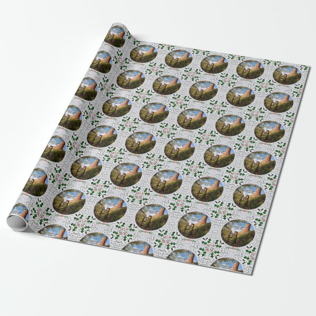 Murray Clan's Bothwell Castle Vintage Christmas Wrapping Paper (Unrolled)