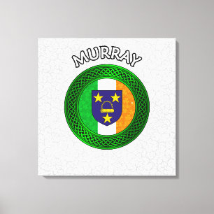 Murray Crest & Celtic Knot on Shamrock Canvas Prin Print