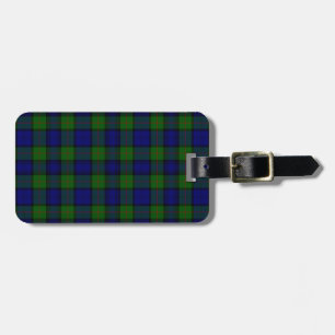 Murray tartan blue green plaid luggage tag