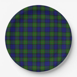 Murray tartan blue green plaid paper plate