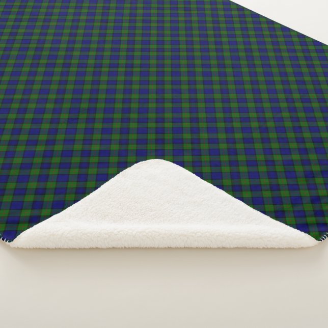 Murray tartan blue green plaid sherpa blanket (3/4)