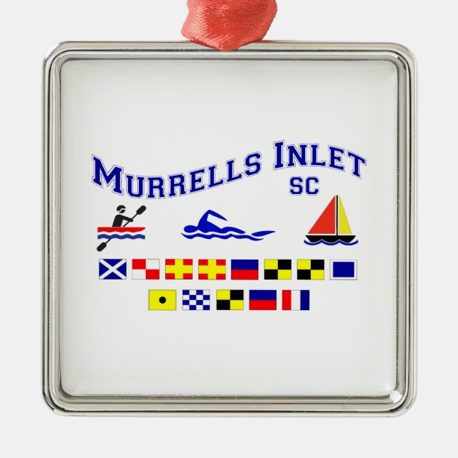 Murrells Inlet SC Signal Flags Metal Tree Decoration (Front)