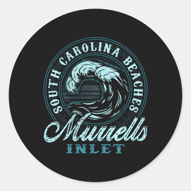 Murrells Inlet Wave Circle Classic Round Sticker (Front)